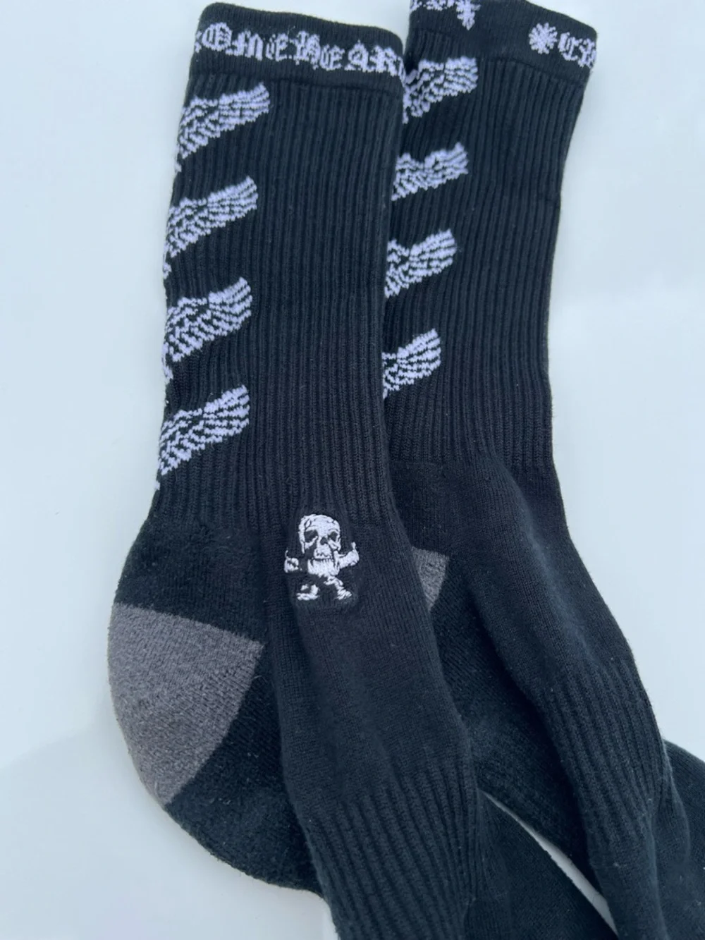 Chrome Hearts FOTI Socks Black Wing Skeleton Jarvis Harris Teeter Medium Sz 5-9